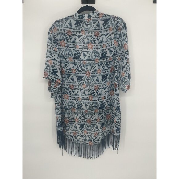 Disney Moana Blue Fringe Boho SM Kimono Polynesian Shawl Hot Topic - Picture 6 of 6
